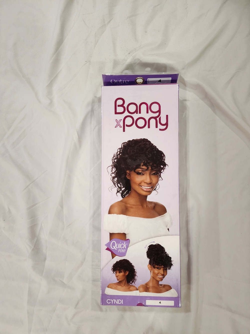 Pony Cyndi Curly Clip-On Bang & Ponytail - Black Brand New Never Out Of The Box